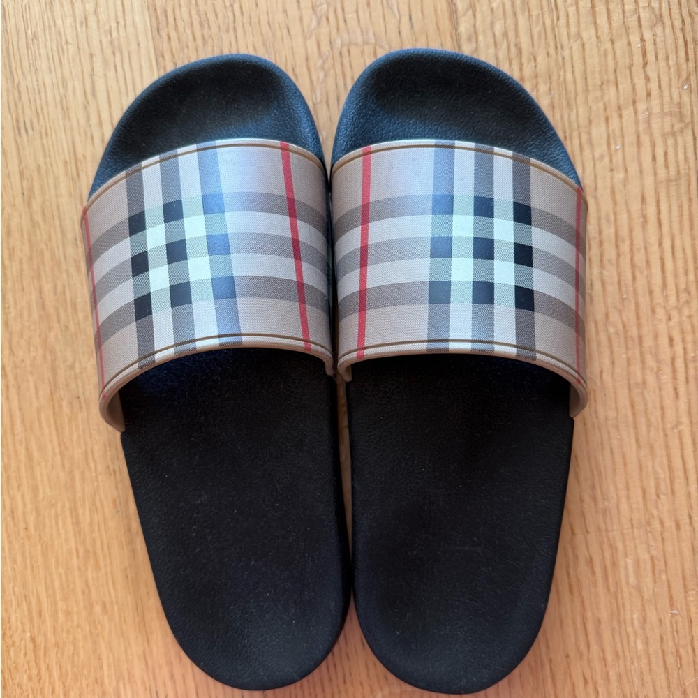 Burberry Plaid Slide Sandals